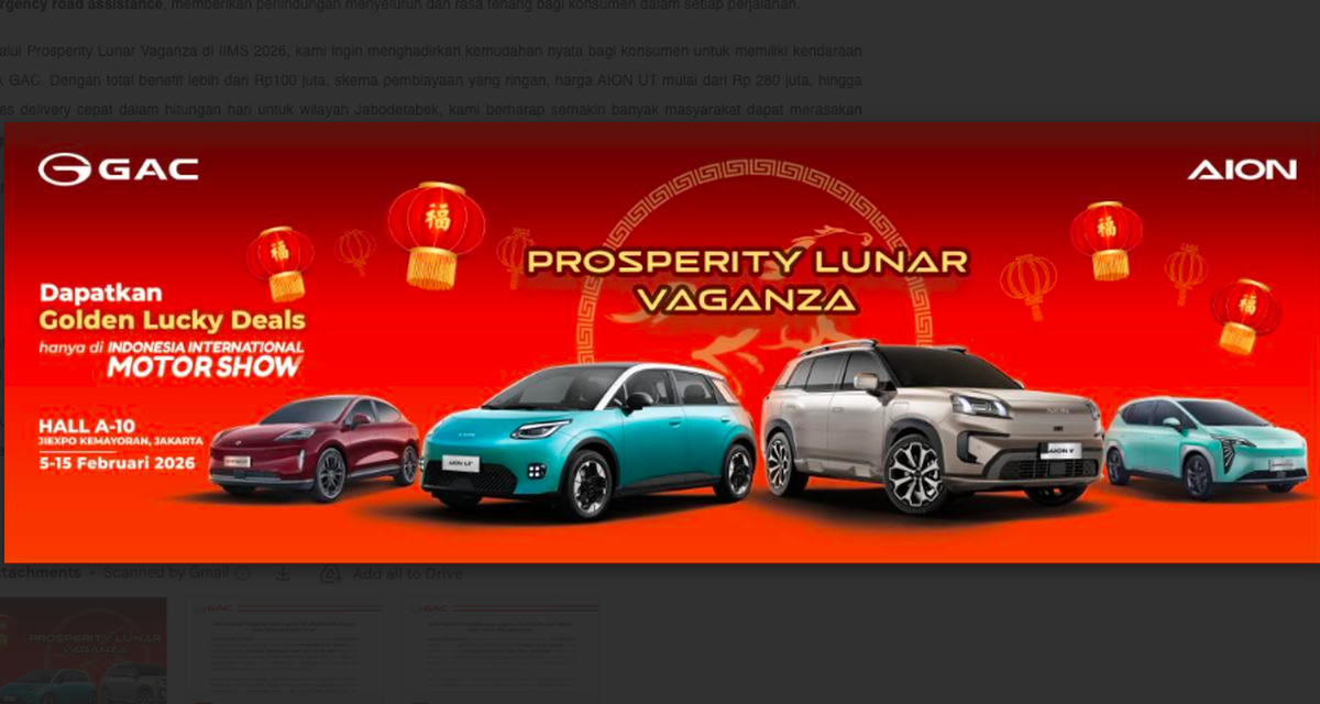 Aion Turun Harga! Diskon Rp45 Juta Jadi Primadona IIMS 2026