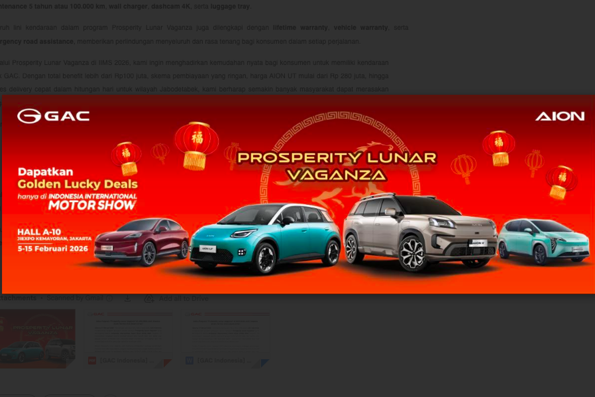 Aion Turun Harga! Diskon Rp45 Juta Jadi Primadona IIMS 2026